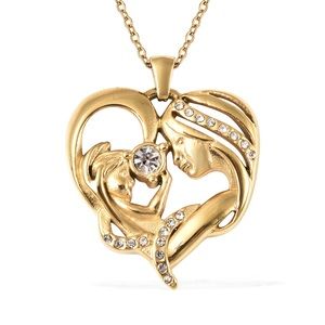 Mother and Child Heart Pendant Necklace